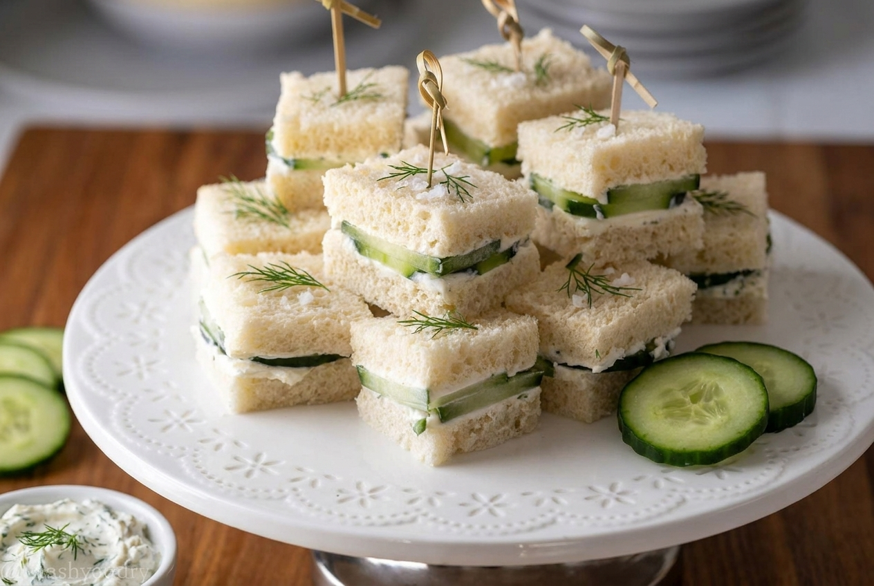 Sándwiches de pepino con queso crema